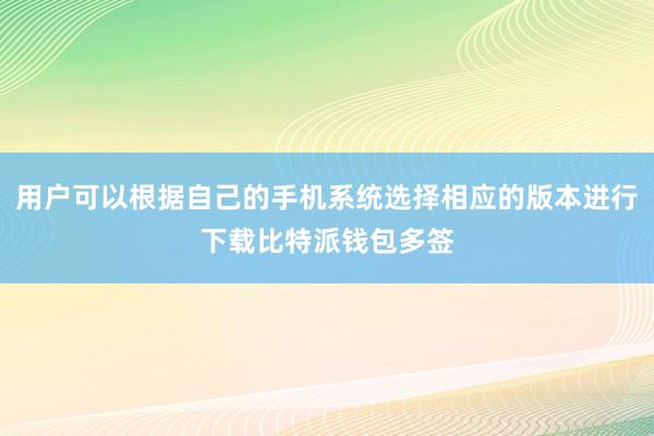 用户可以根据自己的手机系统选择相应的版本进行下载比特派钱包多签