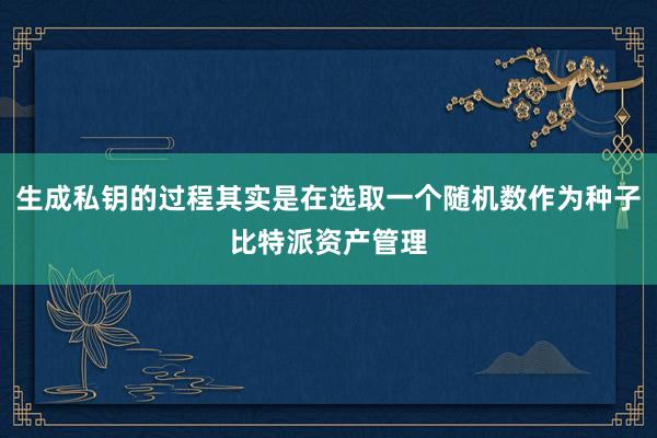 生成私钥的过程其实是在选取一个随机数作为种子比特派资产管理