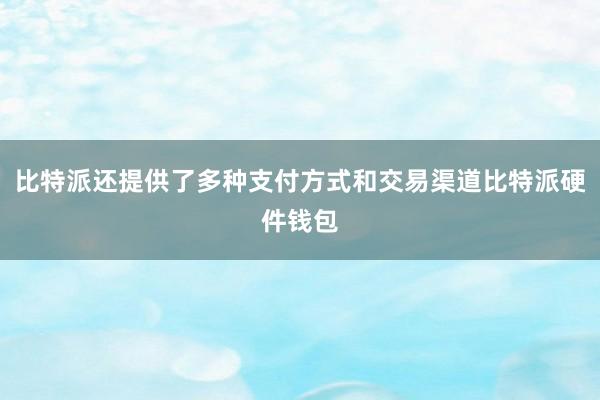 比特派还提供了多种支付方式和交易渠道比特派硬件钱包