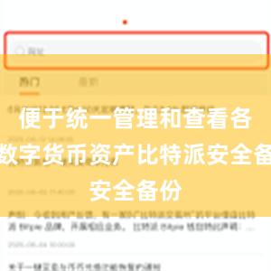 便于统一管理和查看各种数字货币资产比特派安全备份